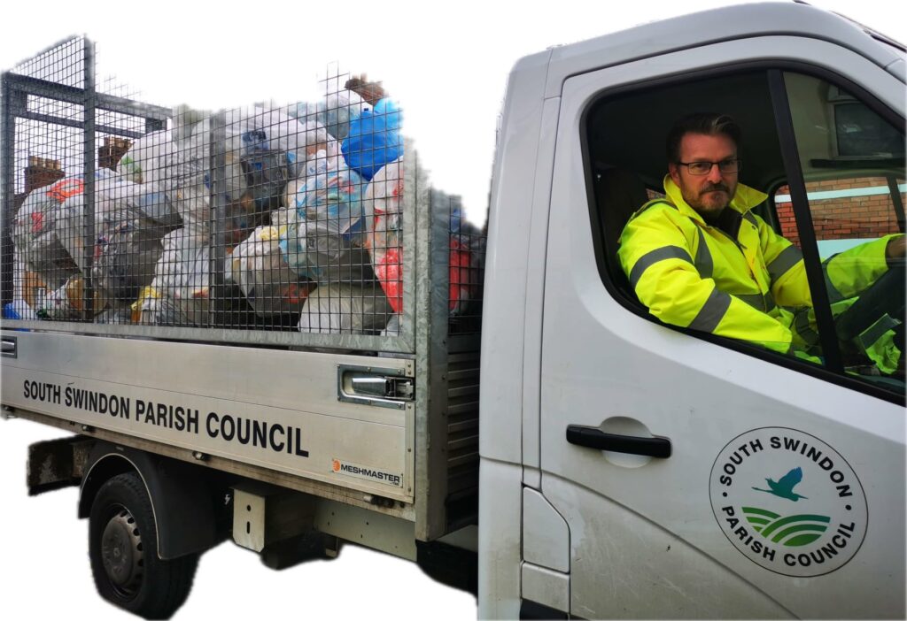 Chris Watts driving a flatbed with rubbish